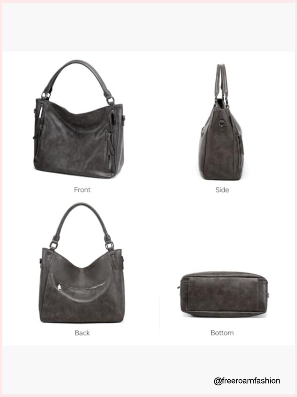 Tote Handbag - PU Leather Fashion Hobo Crossbody Shoulder Bag for Women - Picture 7 of 7